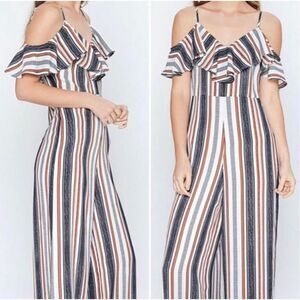 Flying tomato Stripped Ruffle jumpsuit L